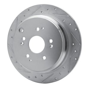 Honda Odyssey Brake Rotor (1) - Rear Left - R1 Concepts - Drilled & Slotted - Silver - `02-`04